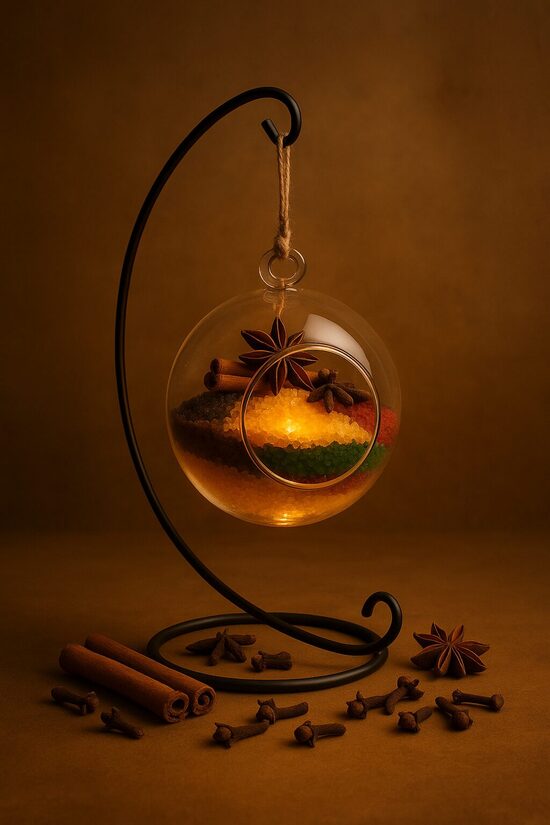 Stikla vāze ar dekoratīvo jūras sāli uz statīva (balts+melns) ZIEMAS GARŠVIELAS, dažādi